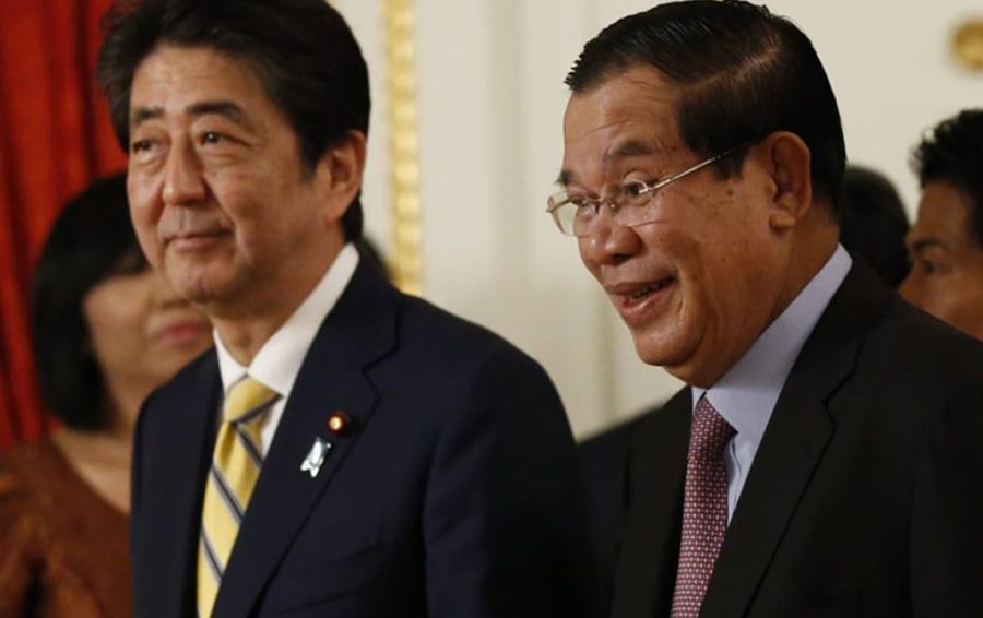 Shinzo Abe and Hun Sen