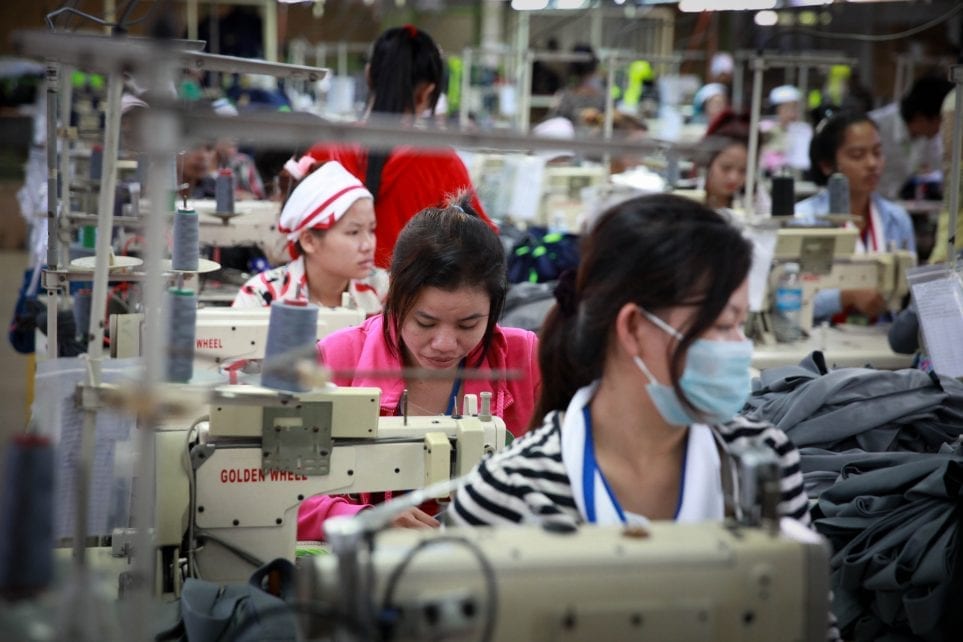 Garment workers in a factory in Cambodia on December 9, 2014 (ILO)