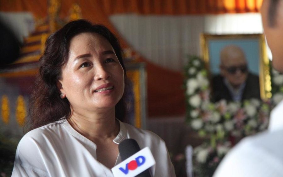 Lao Chea Linda speaks to a reporter at the funeral of her father, Nuon Chea, in Pailin province on August 6, 2019. (VOD/Chorn Chanren)