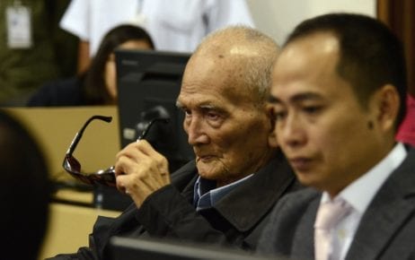 Nuon Chea at the Khmer Rouge Tribunal in Phnom Penh on November 16, 2018 (ECCC)