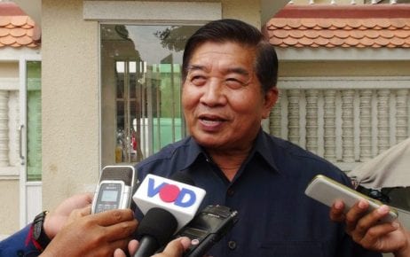 Ahmad Yahya, former secretary of state at the Social Affairs Ministry, speaks with journalists outside the Phnom Penh Municipal Court in this file photo.