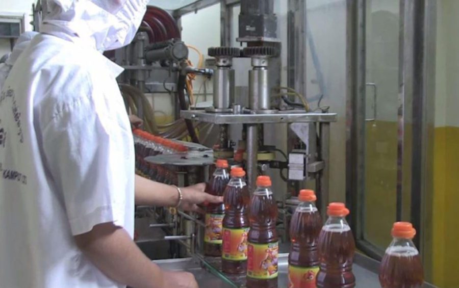 A fish sauce production line in Phnom Penh