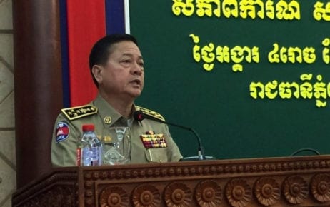 National Police spokesman Chhay Kim Khoeun speaks to reporters after a meeting with police officers on September 17, 2019 at the Interior Ministry in Phnom Penh. (Vann Vichar/VOD)