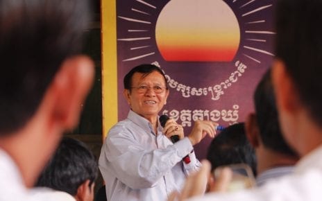 Kem Sokha gives a speech in Tbong Khmum province in 2017 before that year's commune elections. (Chhea Bunnarith)