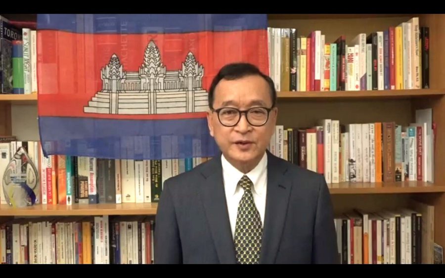 CNRP acting president Sam Rainsy in a video posted to his Facebook page on October 29, 2019.