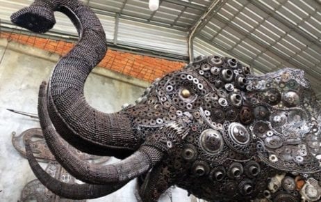 An elephant sculpture built from the parts of 300 confiscated chainsaws (Environment Ministry)