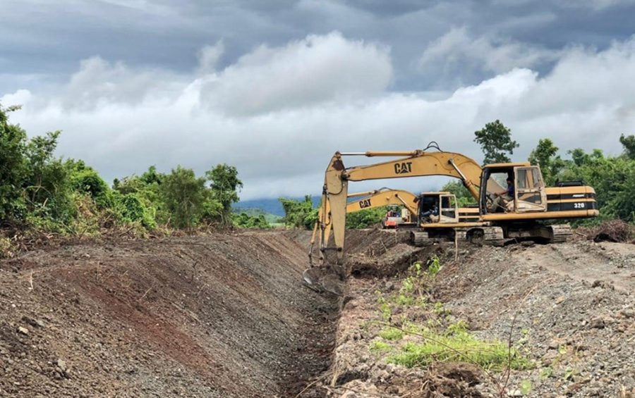 Excavators dig an irrigation channel in Kampong Speu province, in a photo posted to the Water Resources Ministry’s Facebook page on October 24, 2019.