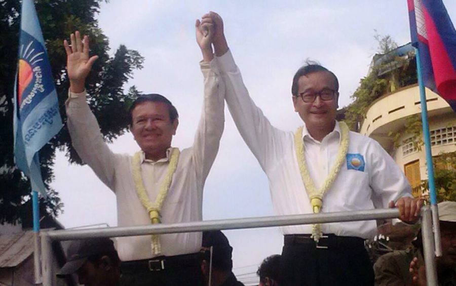 CNRP co-founders Kem Sokha and Sam Rainsy (VOD)