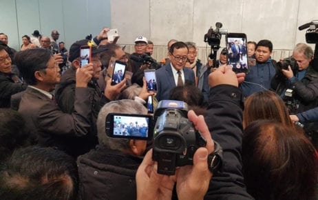 Sam Rainsy at Paris's Charles De Gaulle Airport on November 7, 2019. (Theirry Buth)