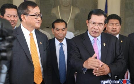Sam Rainsy and Hun Sen (VOD file photo)