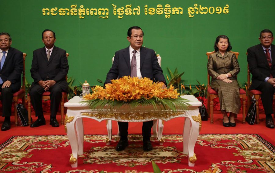 Prime Minister Hun Sen presides over an event at Phnom Penh’s Sokha Hotel on November 7, 2019, in a photo posted to his Facebook page.