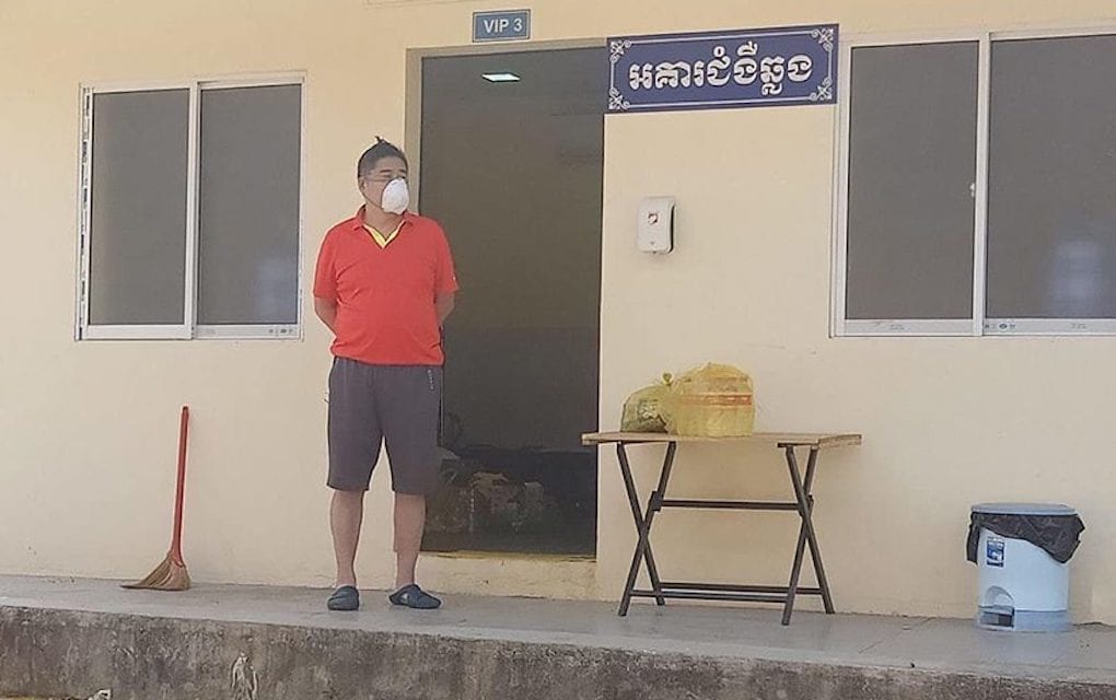 Chinese national Jia Jianhua, who tested positive for novel coronavirus in January, remains under quarantine at the Preah Sihanouk provincial hospital, in this photograph posted to the Communicable Disease Control Department’s Facebook page on February 3, 2020.