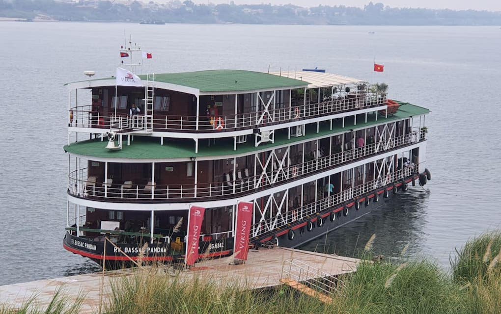 A Viking river cruise ship docked in Kampong Cham province, in this photograph posted to the Communicable Disease Control Department's Facebook page on March 11, 2020.