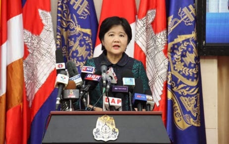 Health Ministry spokeswoman Or Vandine speaks at a press conference on March 18, 2020, in a photograph posted to the Government Spokesperson Unit's Facebook page.