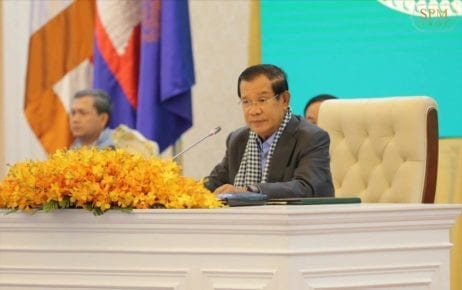 Prime Minister Hun Sen speaks at the Peace Palace in Phnom Penh on March 25, 2020, in this photograph posted to his Facebook page.