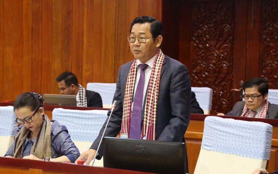 Justice Minister Keut Rith at the National Assembly on April 10, 2020, in this photograph posted to National Assembly President Heng Samrin's Facebook page.