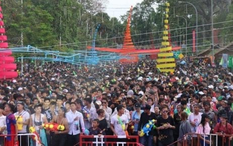 A crowd at the Angkor Sangkran event in Siem Reap during Khmer New Year in 2019, in this photograph posted to the Siem Reap Provincial Government’s Facebook page.