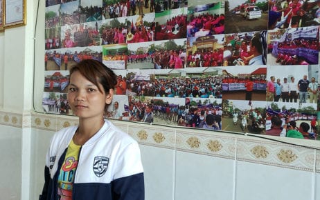 Soy Sros, union leader at Kampong Speu province's Superl (Cambodia) Co. Ltd. factory, at the Collective Union of Movement of Workers office in Phnom Penh on June 3, 2020. (Danielle Keeton-Olsen/VOD)
