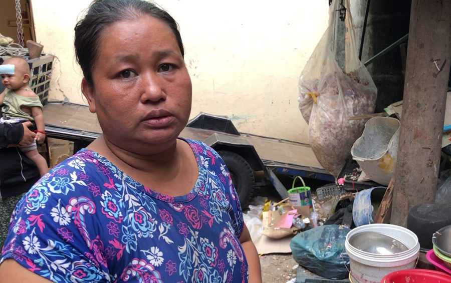 Former karaoke venue cleaner Tum Srey Ry near her kitchen, in Phnom Penh’s Chbar Ampov district on June 12, 2020 (Hun Sirivadh/VOD)
