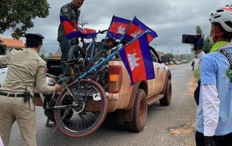 Authorities seize bicycles from activists who planned to cycle from Koh Kong province to Phnom Penh in June 2020, aiming to petition the government to make Koh Kong Krao a protected area. (Supplied)