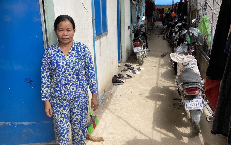 Ouk Chanthy, photographed on July 12, 2020 in Phnom Penh, is in disbelief that a March Facebook post from her husband, Yim Sareth, about wearing a mask to protect from Covid-19 could get him arrested and charged for incitement. (Ananth Baliga/VOD)