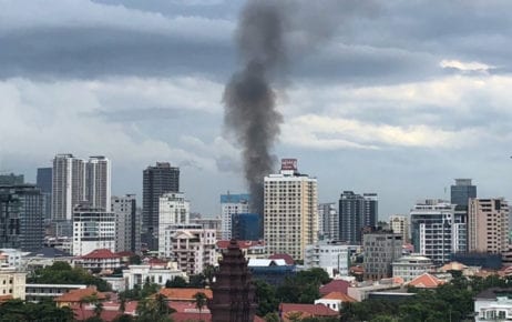 An explosion in central Phnom Penh could be seen across the city on July 18, 2020 (Matt Surrusco/VOD)
