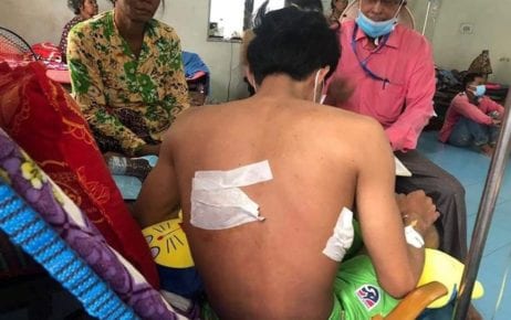 Neang Makara is treated at the Banteay Meanchey Provincial Referral Hospital on August 27, 2020. (Adhoc)