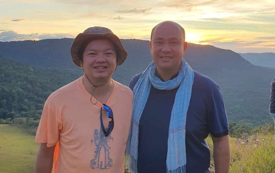Sok Sangvar, who became undersecretary of state at the Tourism Ministry in December 2020 (left), with CPP lawmaker and son of Prime Minister Hun Sen, Hun Many, in a photograph posted to Sangvar’s Facebook page on December 20, 2020.
