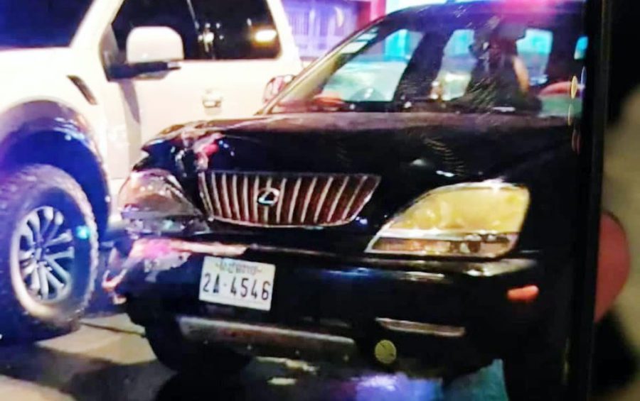 The Lexus SUV that carried the alleged shooter of Phnom Penh municipal police officer Reth Sineth in December 2020. (National Police)