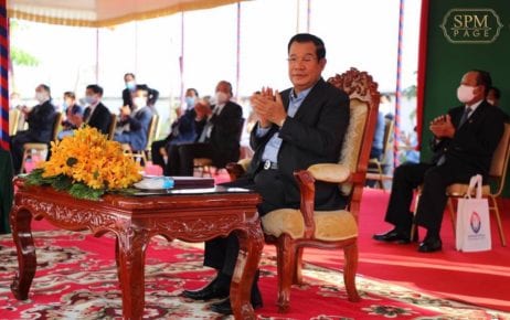 Prime Minister Hun Sen applauds during an event on January 22, 2021, in a photograph posted to his Facebook page.
