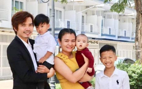 Stay-at-home dad Sou Sokun, 36, wife Ros Chansothea, 34, and their three sons. (Supplied)