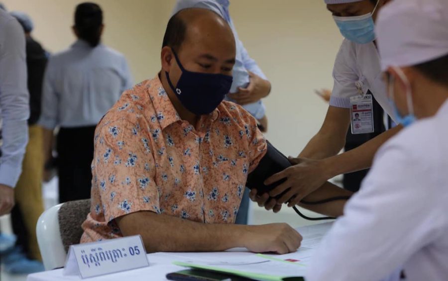 Hun Many, one of Prime Minister Hun Sen’s sons, receives a medical checkup at Calmette Hospital on February 10, 2021, in this photo posted to his Facebook page. Many did not receive the Covid-19 vaccine due to a cold.