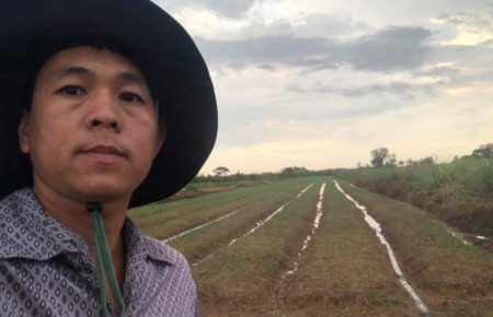 Tai Song, a vegetable farmer in Kandal province's Sa'ang district, Toek Vil commune, said his vegetables were rotting in their fields because of the lockdown with a photo posted to his Facebook page.