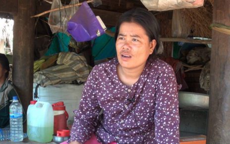 Srey Seath, wife of jailed CNRP activist Su Yean, speaks about her husband’s arrest, in Tbong Khmum province’s Memot district on May 20, 2021. (Chorn Chanren/VOD)