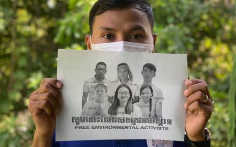 An NGO staffer posts a photo in support of arrested Mother Nature environmentalists, on the Facebook page of the Cambodian Youth Network.