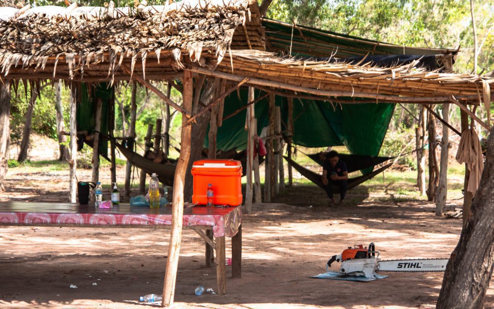 A military outpost on disputed land in Kandal province’s Ang Snuol district. (Gerald Flynn/VOD)