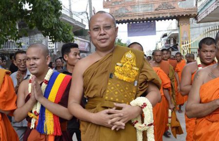 Pang Soda, chief monk in Kampong Cham province's Vongkot Borey Phnom Penh pagoda, in 2015, in a photo posted by the Friendship of Khmer Kampuchea Krom Association's Facebook page.