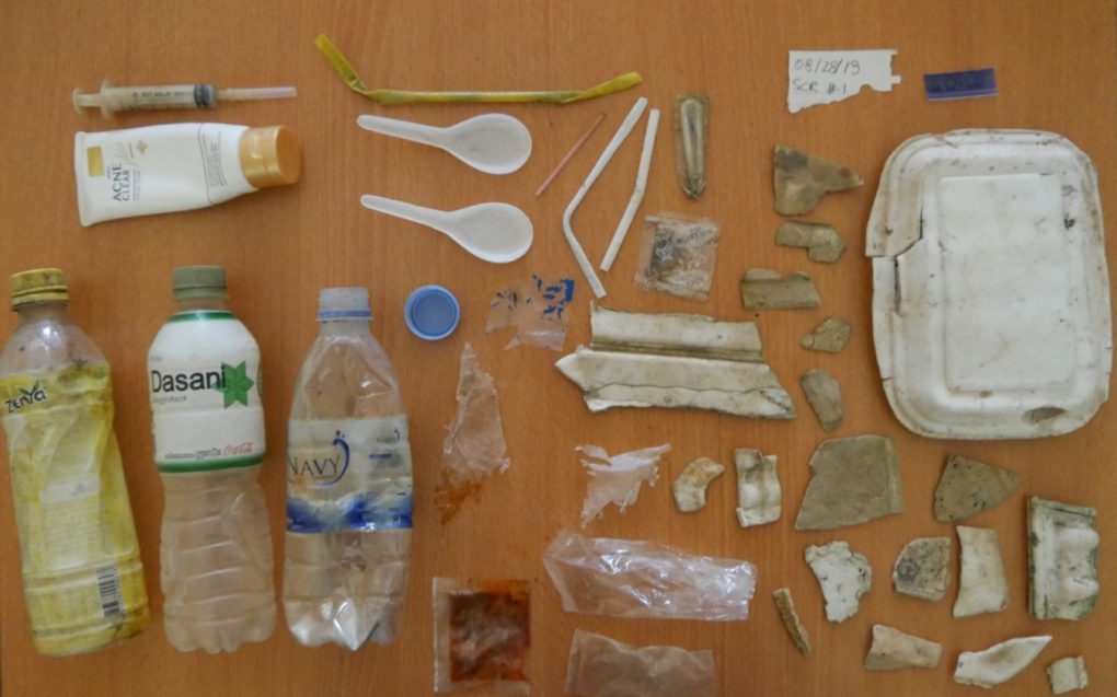 Larger pieces of plastic collected and sorted by researchers. (Supplied)