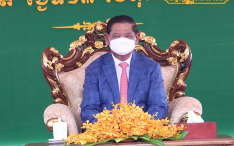 Interior Minister Sar Kheng presides over a ceremony in Kampot province, in a photo posted to his Facebook page on October 13, 2021.