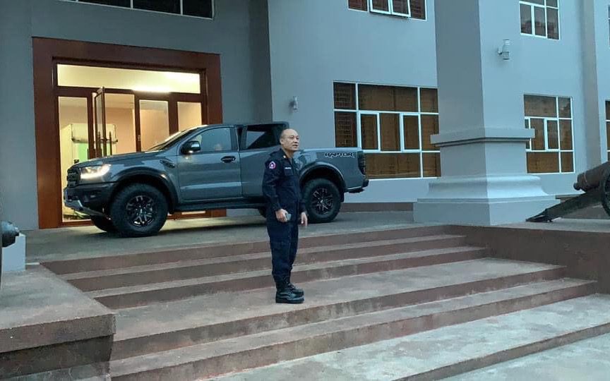 Military police chief Sao Sokha photographed Monday morning before heading to Kampong Chhnang, following Hun Sen's orders. (GRK News)