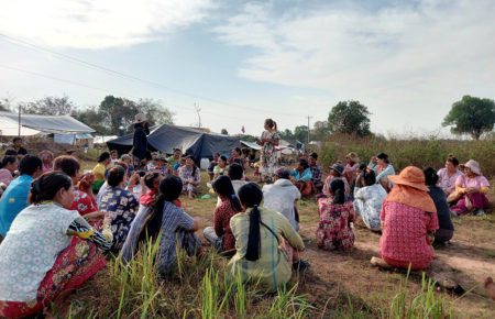 Villagers at the Botum Sakor district land they say was taken from them without compensation about a decade ago by sugarcane plantations run by CPP Senator Ly Yong Phat. (Provided)