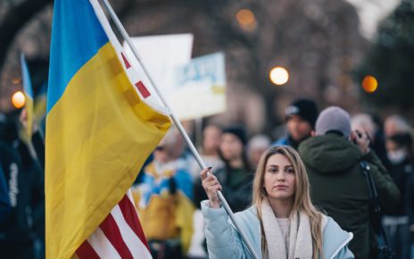Pro-Ukraine demonstration at Lafayette Square, February 25, 2022. (John Brighenti/Creative Commons)