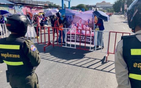 Phnom Penh City Hall said Tuesday NagaWorld workers had to move their protest to the outskirts of the city, despite allowing them to protest on National Assembly road near the casino for close to two months. (Ananth Baliga/VOD)