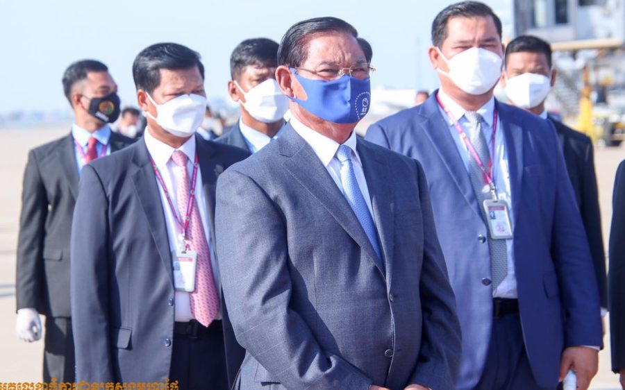 Interior Minister Sar Kheng photographed at the Phnom Penh International Airport on February 3, 2022. (Interior Ministry)