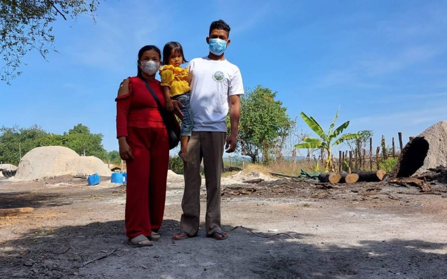 Pech Srey Mom and Poy Sok worry about their children’s health due to their work making charcoal. (Mech Choulay/VOD)