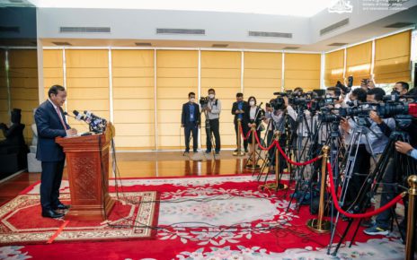 Foreign Affairs Minister Prak Sokhonn speaks to reporters following his return from Myanmar on March 23, 2022. (Foreign Affairs Ministry)