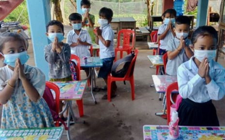 Students at the community kindergarten in Kandal province on January 23, 2022.