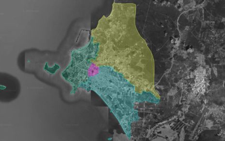 A satellite map of Sihanoukville's four communes. (Danielle Keeton-Olsen/VOD)