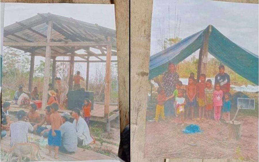 A before and after view of the housing situation for members of a Siem Reap family who allege a group of about 100 soldiers descended on their house. The family members say they now live under a tarp after the soldiers violently removed them from the home at about midnight Tuesday, March 22, 2022. (Photo supplied)