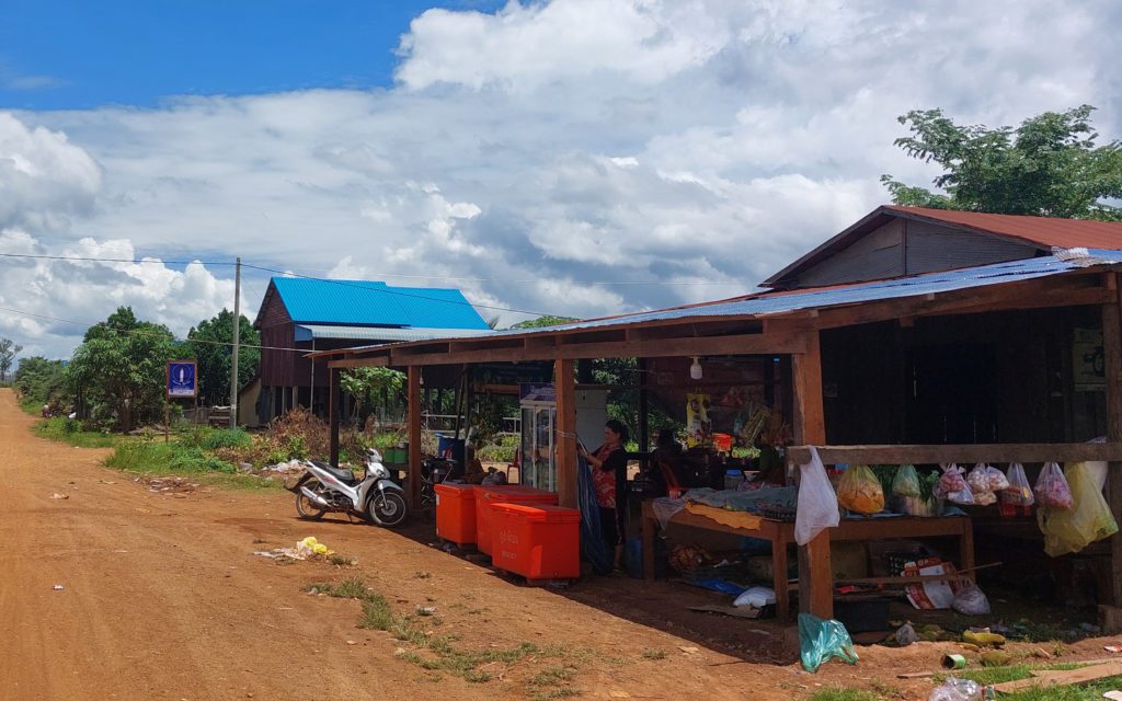 A shop selling food, drinks and fried bananas run where Ho Vei, 30 works in Stung Treng's Srekor commune on May 20, 2022. (Danielle Keeton-Olsen/VOD)